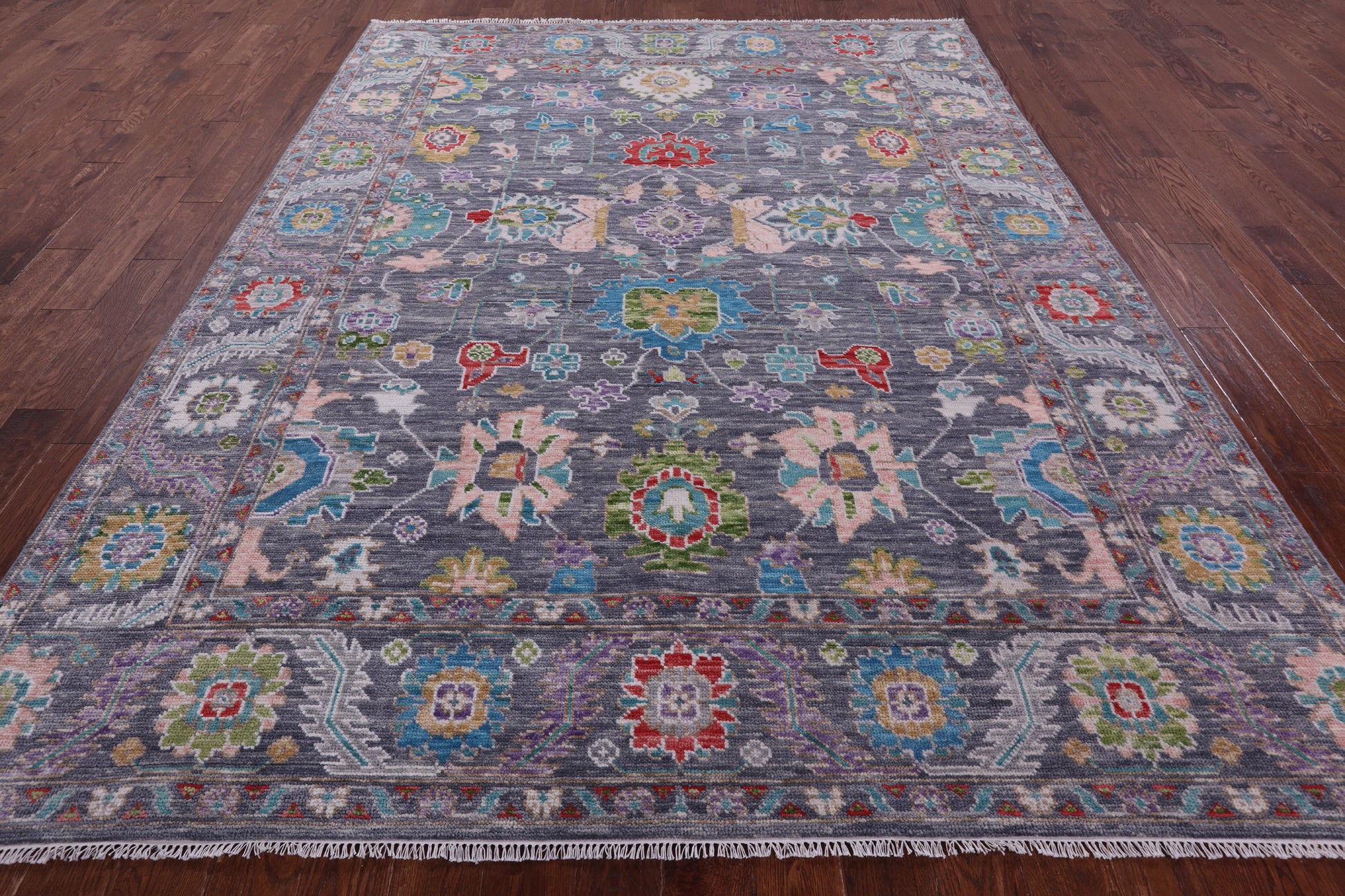 Grey Turkish Oushak Hand Knotted Wool Rug - 7' 11" X 10' 1" - Golden Nile