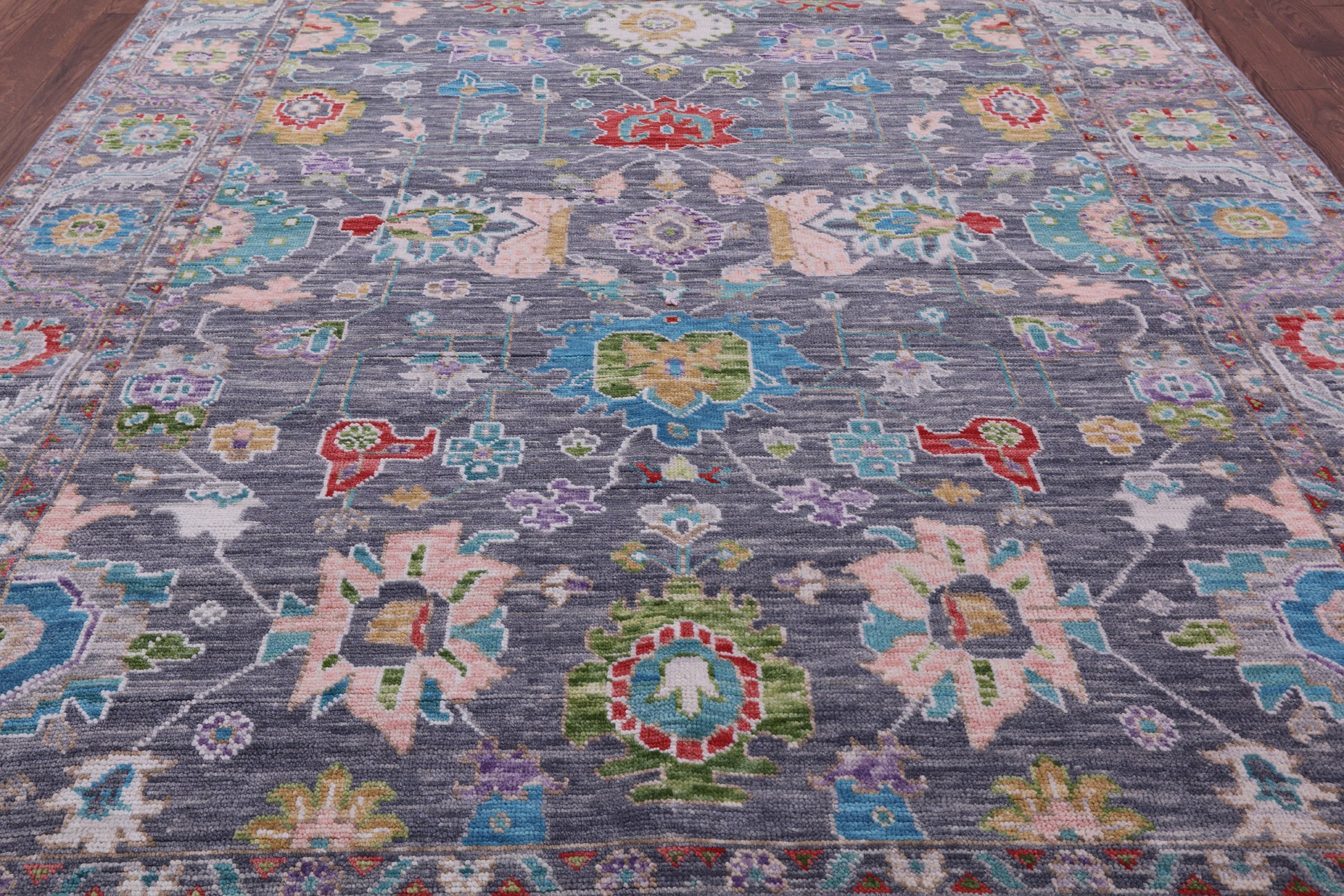 Grey Turkish Oushak Hand Knotted Wool Rug - 7' 11" X 10' 1" - Golden Nile