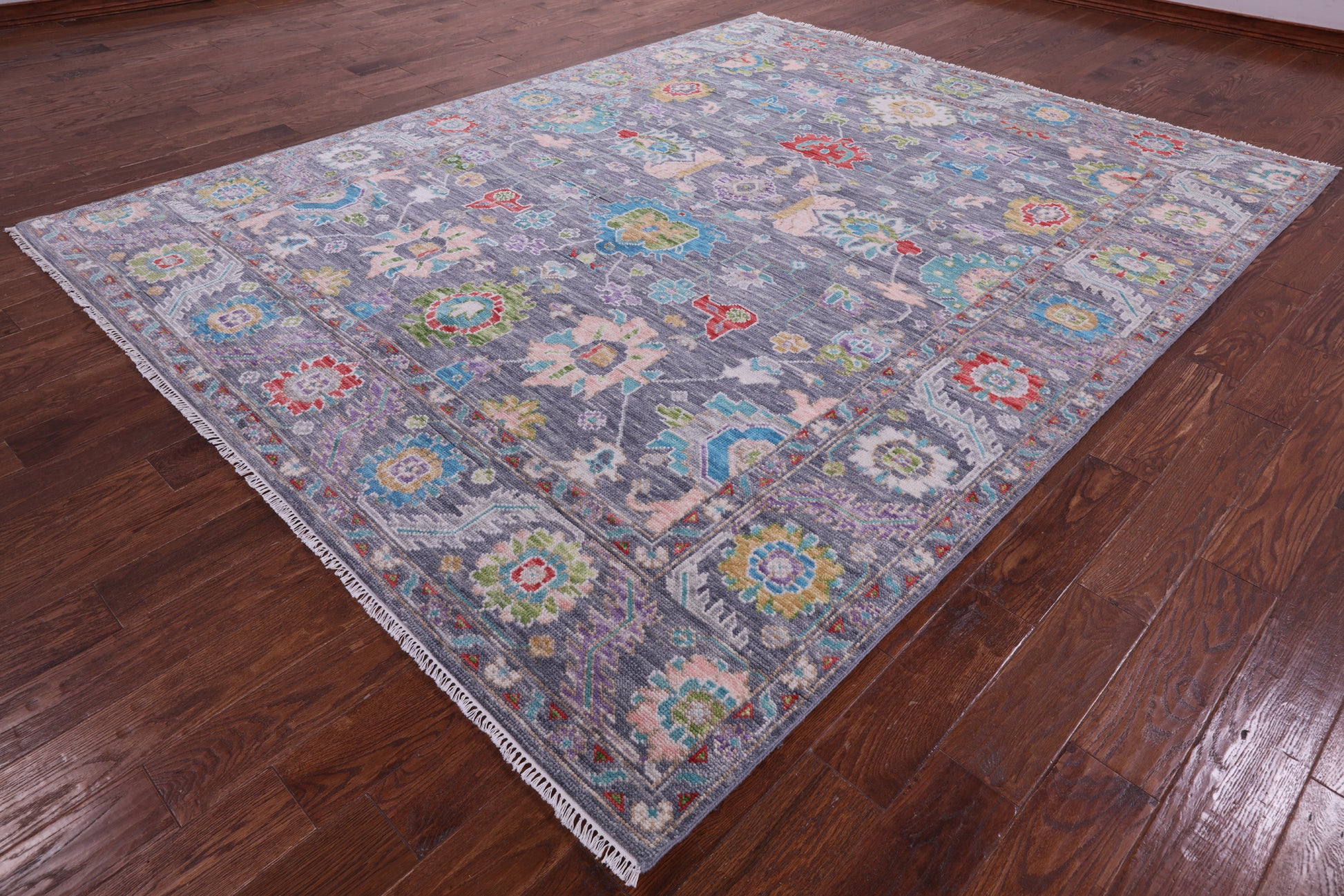 Grey Turkish Oushak Hand Knotted Wool Rug - 7' 11" X 10' 1" - Golden Nile