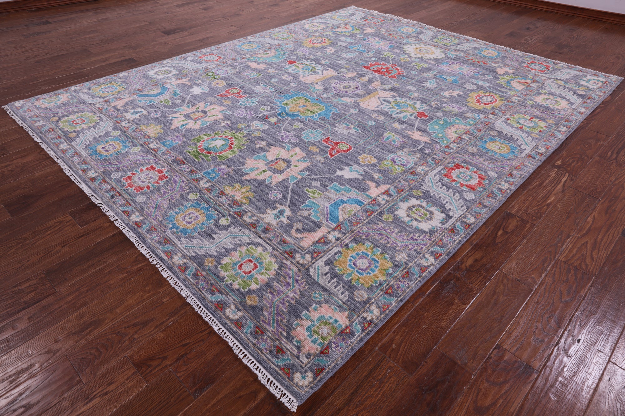 Grey Turkish Oushak Hand Knotted Wool Rug - 7' 11" X 10' 1" - Golden Nile