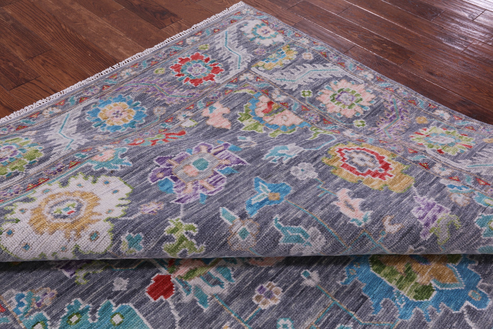 Grey Turkish Oushak Hand Knotted Wool Rug - 7' 11" X 10' 1" - Golden Nile