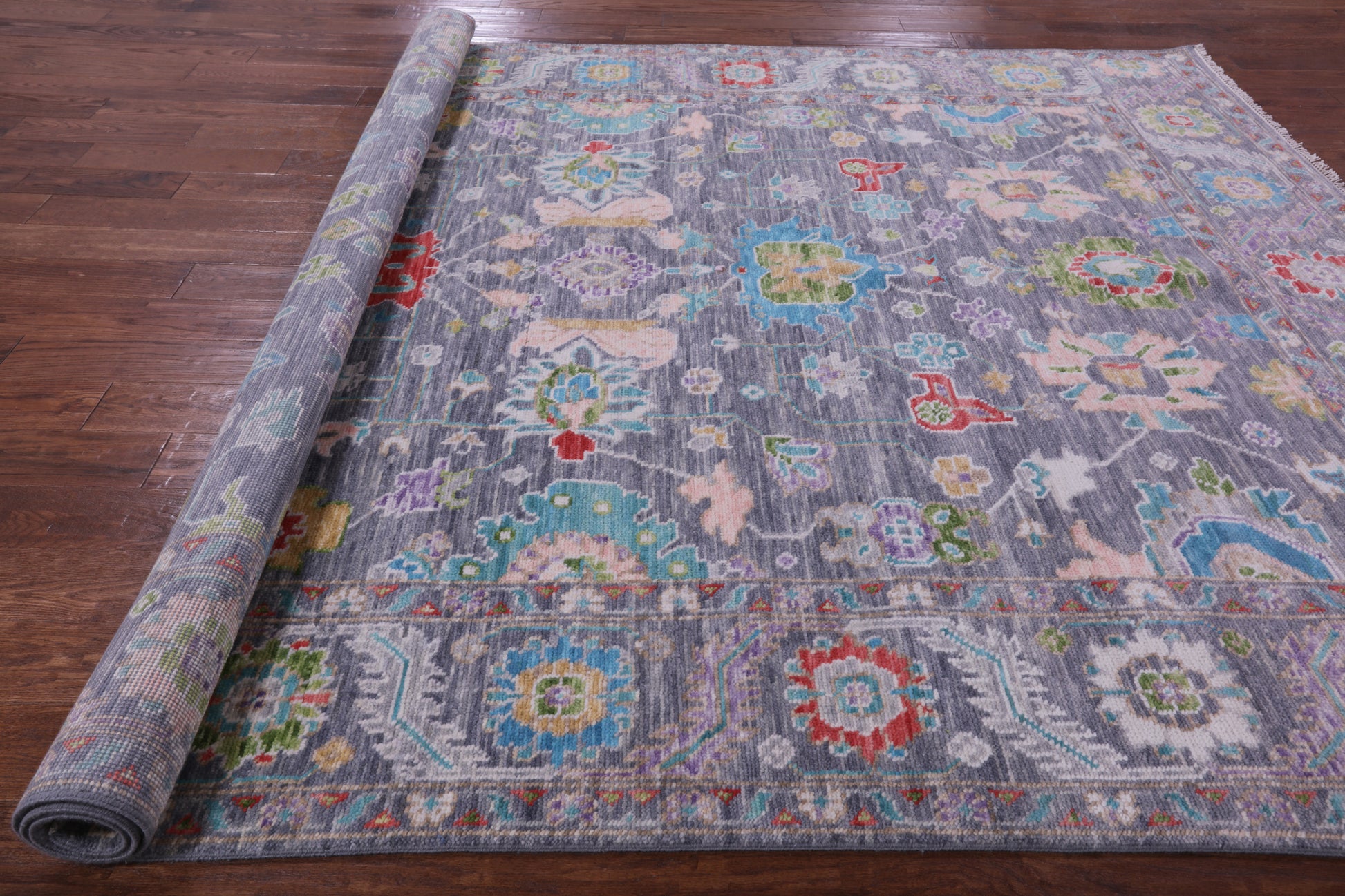 Grey Turkish Oushak Hand Knotted Wool Rug - 7' 11" X 10' 1" - Golden Nile