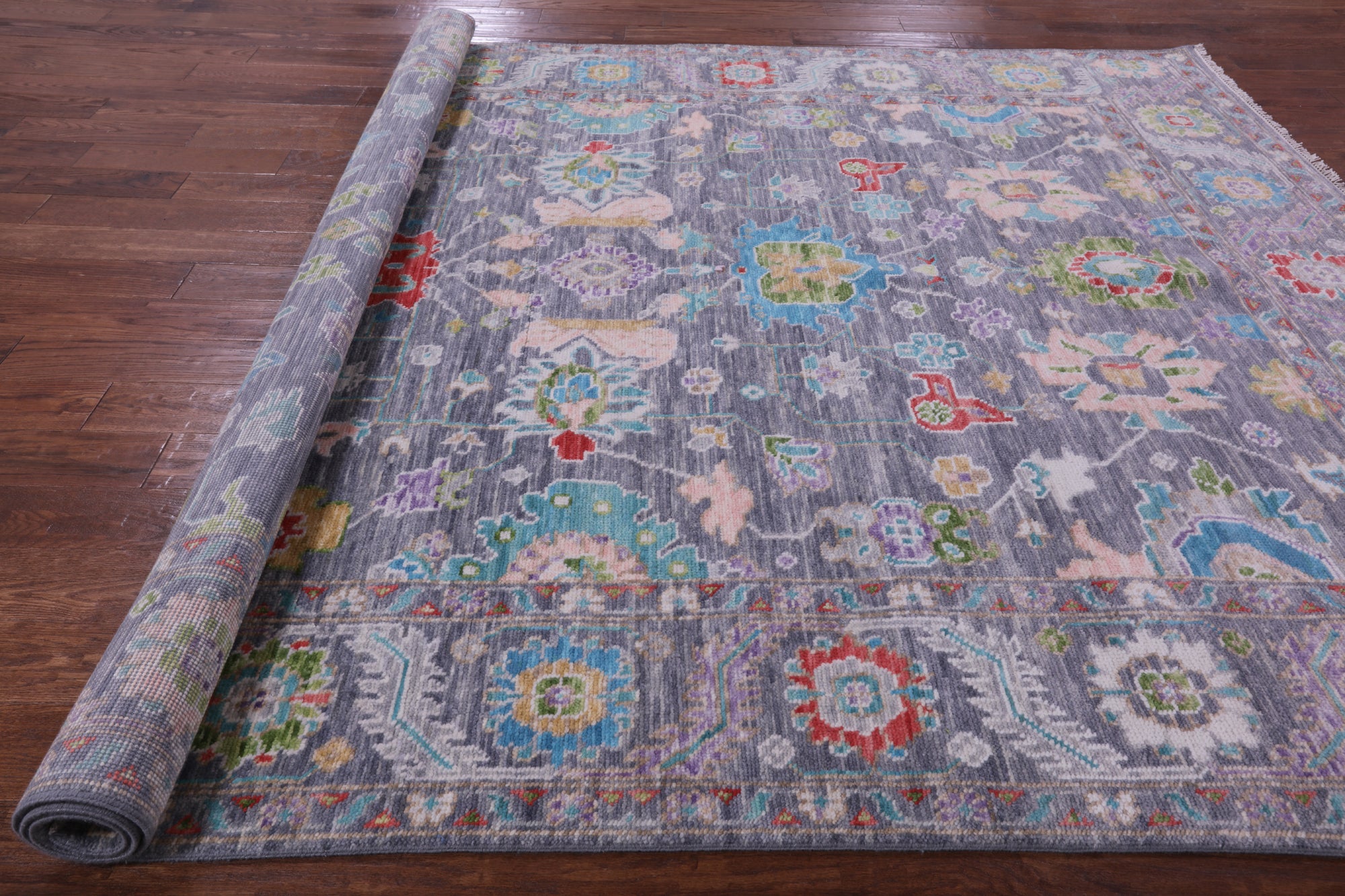 Grey Turkish Oushak Hand Knotted Wool Rug - 7' 11" X 10' 1" - Golden Nile