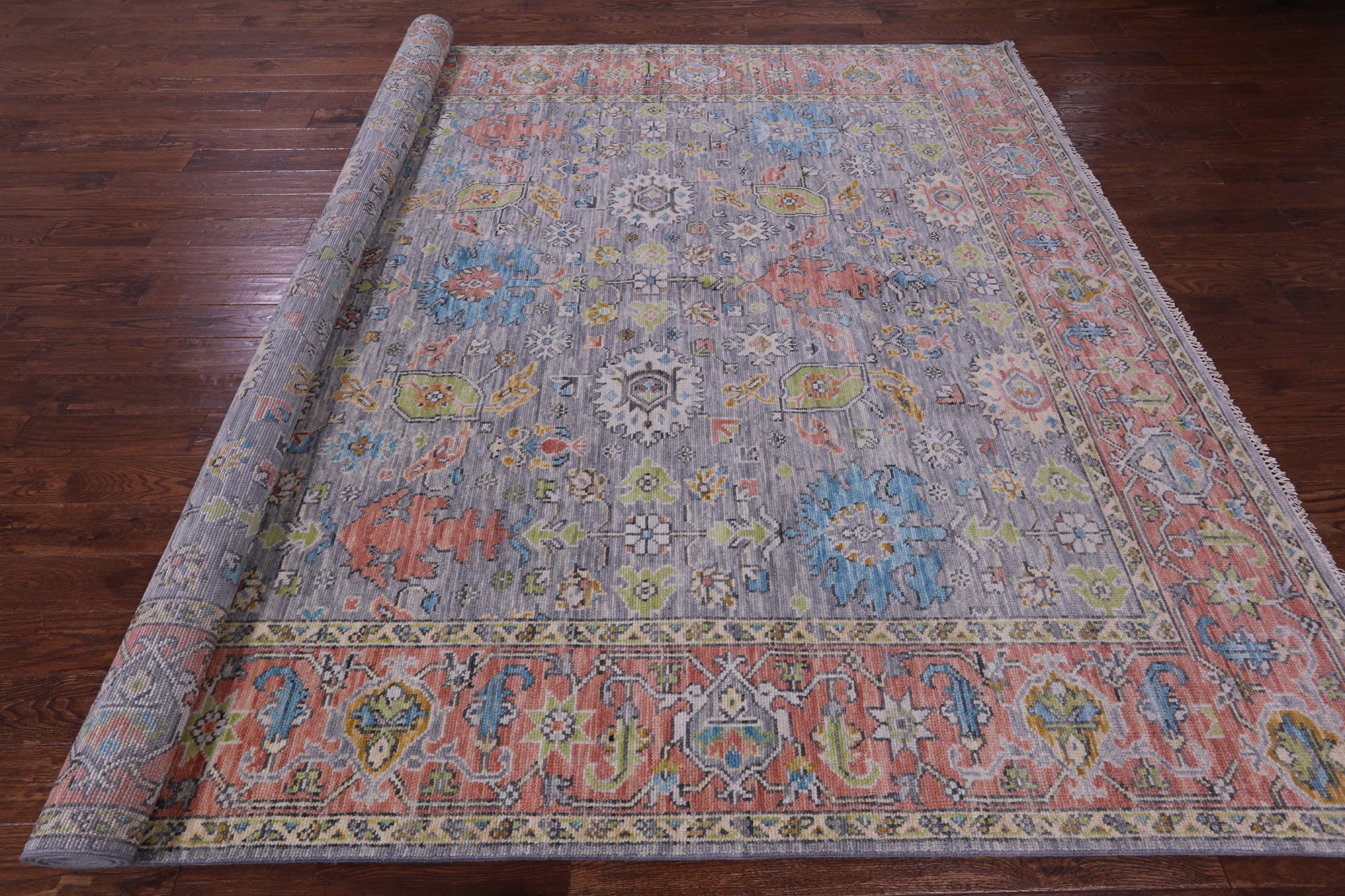 Grey Turkish Oushak Handmade Wool Rug - 9' 3" X 12' 3" - Golden Nile