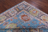 Blue Turkish Oushak Hand Knotted Wool Rug - 9' 2" X 12' 2" - Golden Nile