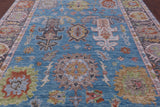 Blue Turkish Oushak Hand Knotted Wool Rug - 9' 2" X 12' 2" - Golden Nile