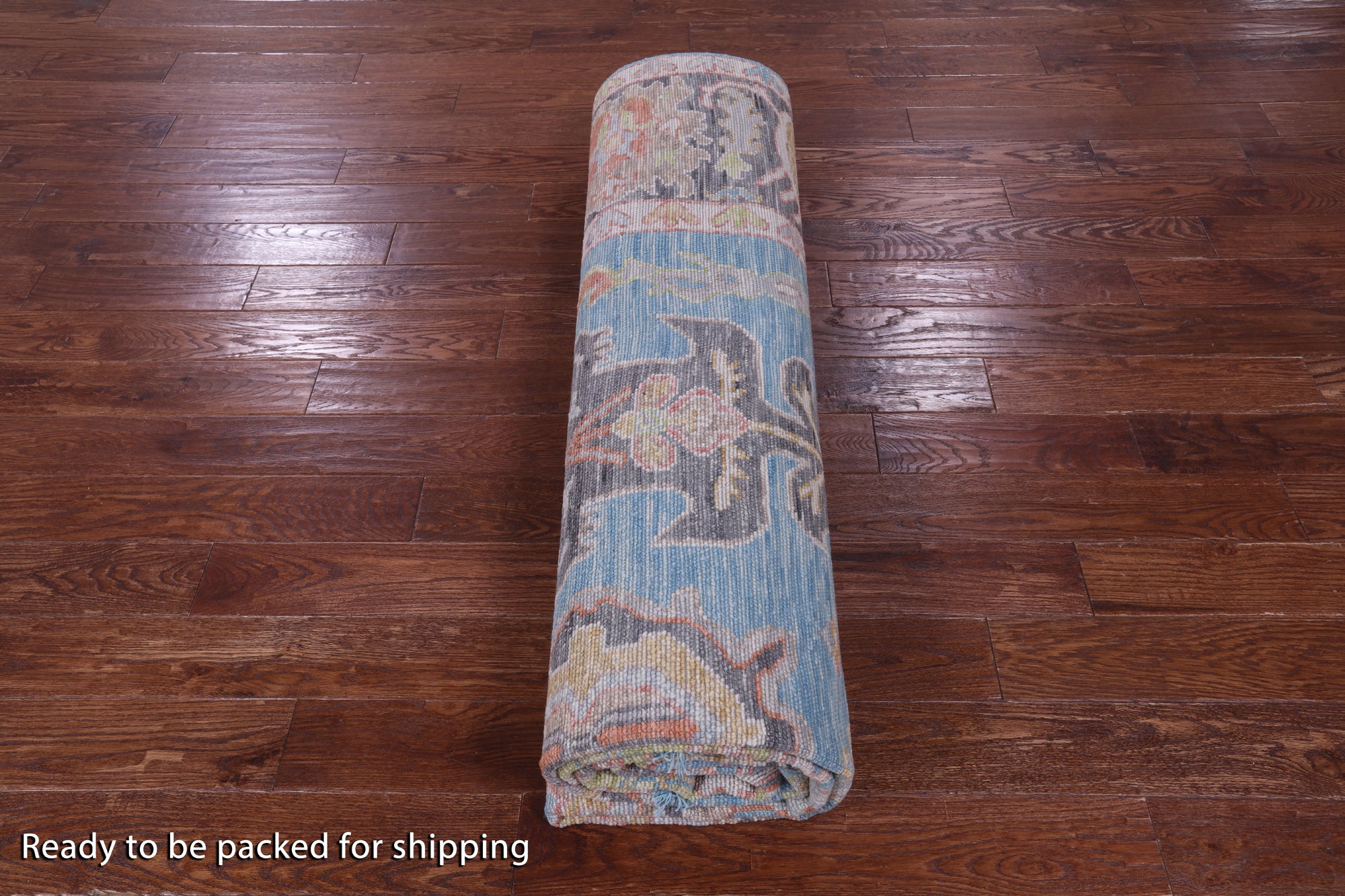 Blue Turkish Oushak Hand Knotted Wool Rug - 9' 2" X 12' 2" - Golden Nile