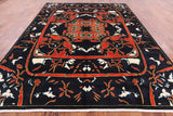 Black William Morris Handmade Wool Area Rug - 9' 2" X 11' 10" - Golden Nile