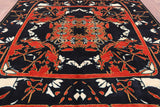 Black William Morris Handmade Wool Area Rug - 9' 2" X 11' 10" - Golden Nile