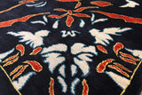 Black William Morris Handmade Wool Area Rug - 9' 2" X 11' 10" - Golden Nile