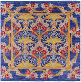Blue Square William Morris Hand Knotted Wool Rug - 8' 10" X 8' 11" - Golden Nile