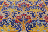 Blue Square William Morris Hand Knotted Wool Rug - 8' 10" X 8' 11" - Golden Nile