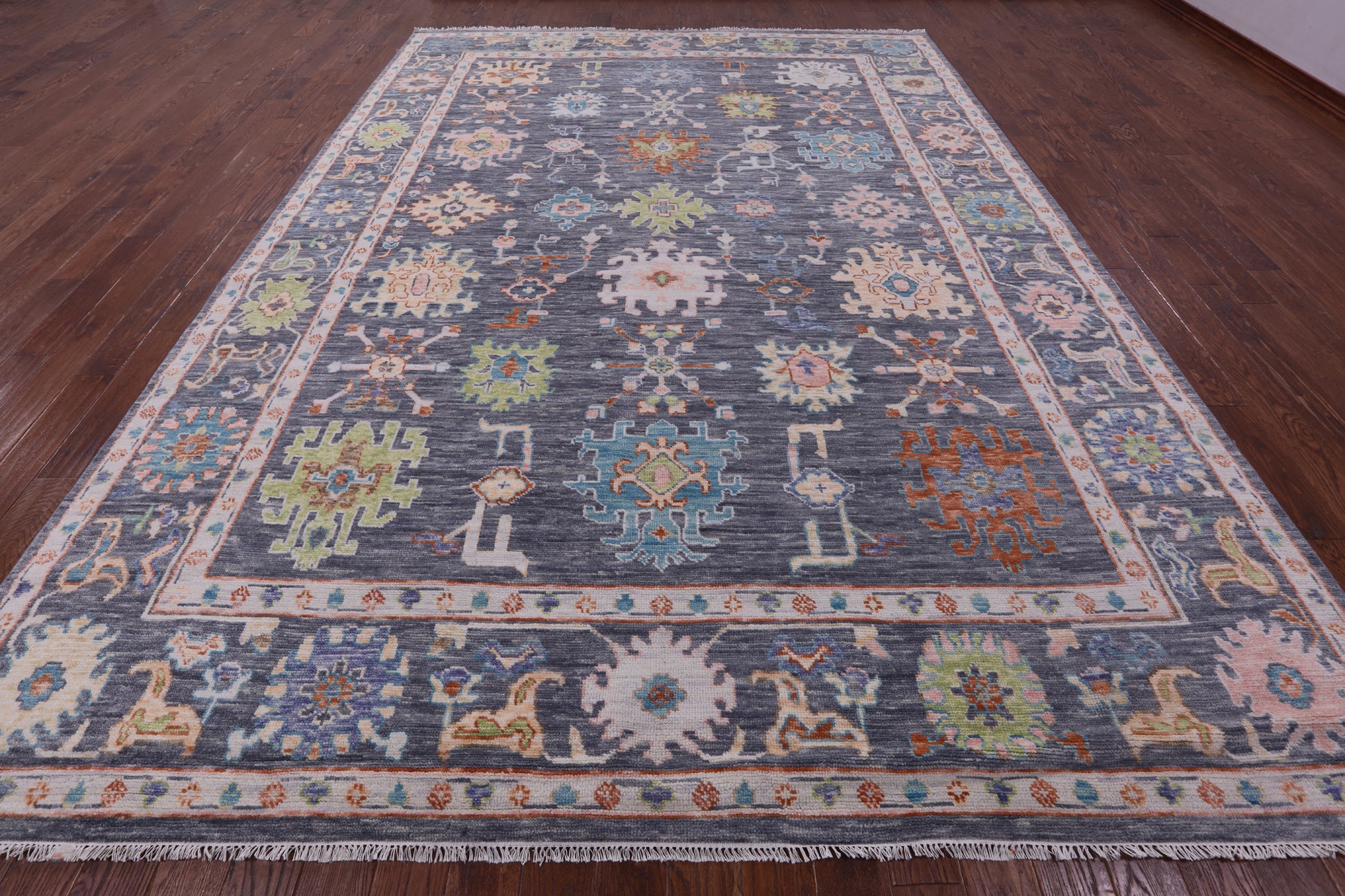 Grey Turkish Oushak Hand Knotted Wool Rug - 10' 1" X 14' 1" - Golden Nile