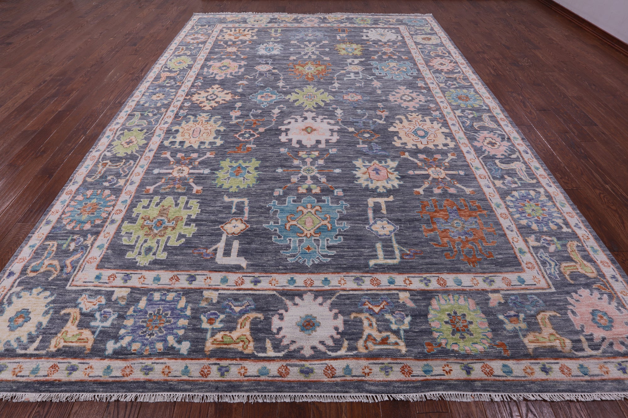 Grey Turkish Oushak Hand Knotted Wool Rug - 10' 1" X 14' 1" - Golden Nile