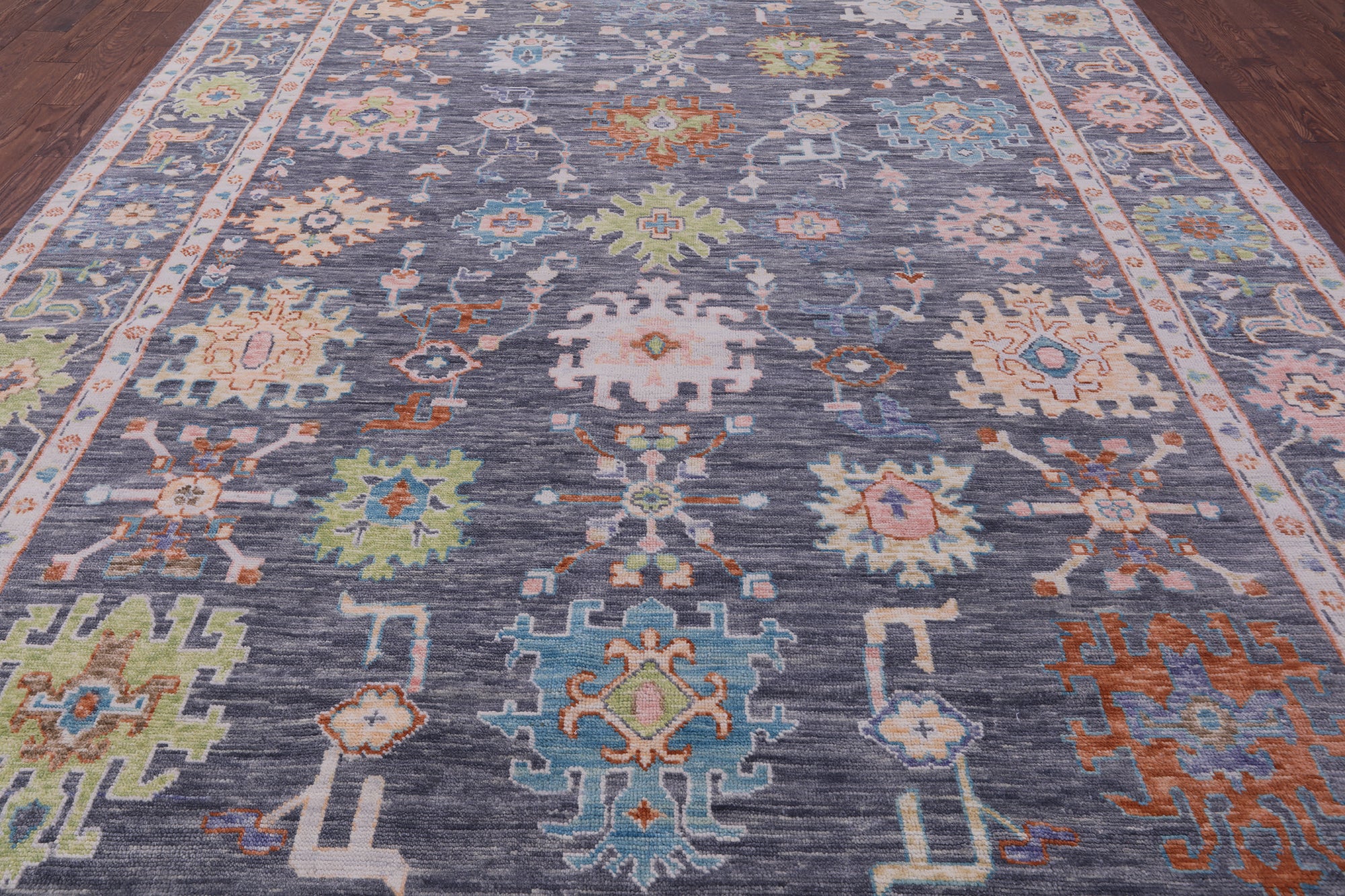Grey Turkish Oushak Hand Knotted Wool Rug - 10' 1" X 14' 1" - Golden Nile