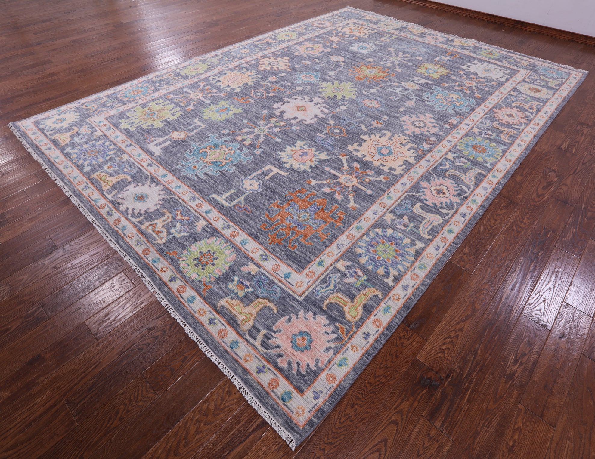 Grey Turkish Oushak Hand Knotted Wool Rug - 10' 1" X 14' 1" - Golden Nile