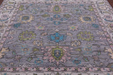 Grey Square Turkish Oushak Hand Knotted Wool Rug - 8' 0" X 8' 0" - Golden Nile