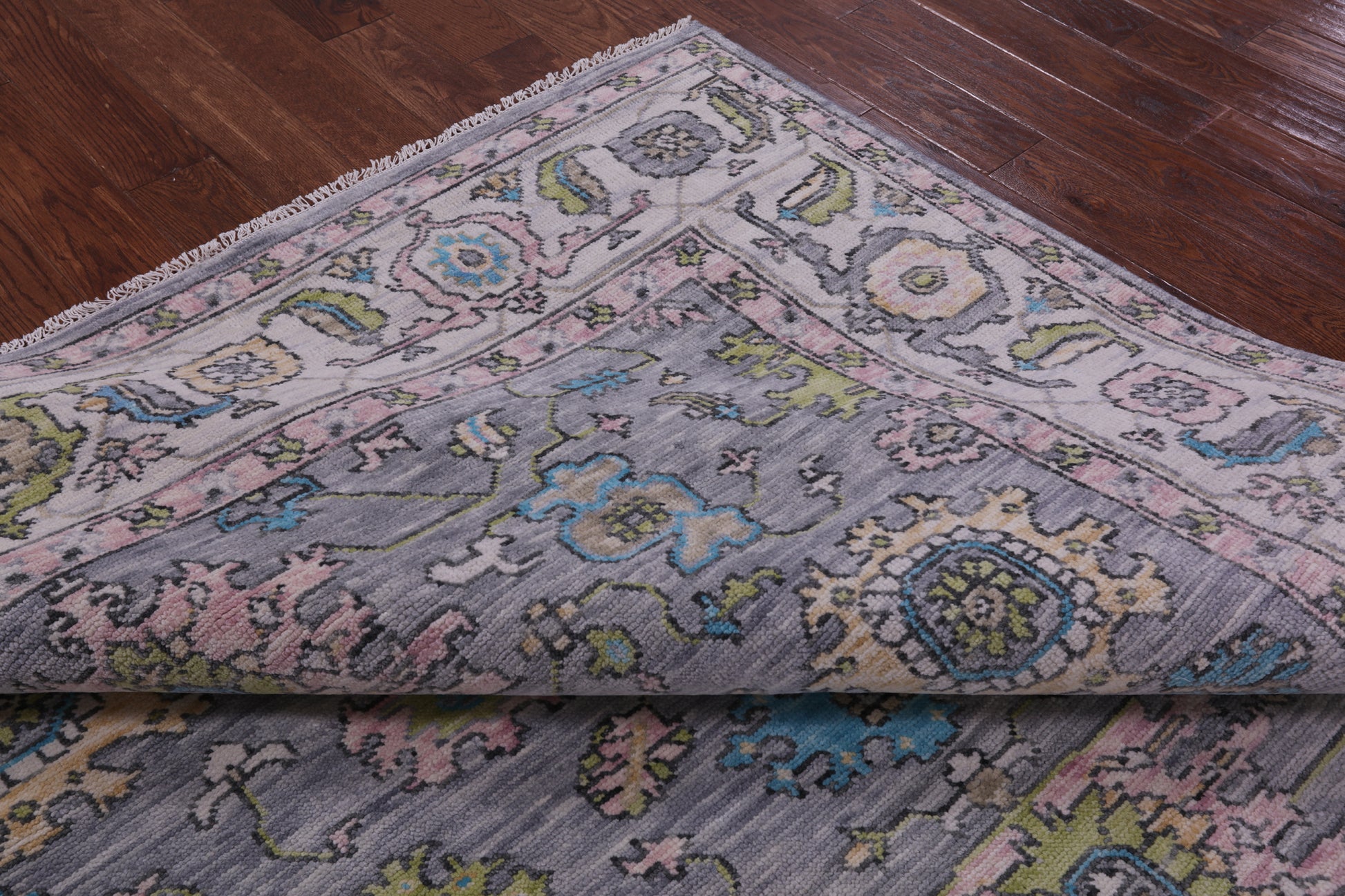 Grey Square Turkish Oushak Hand Knotted Wool Rug - 8' 0" X 8' 0" - Golden Nile
