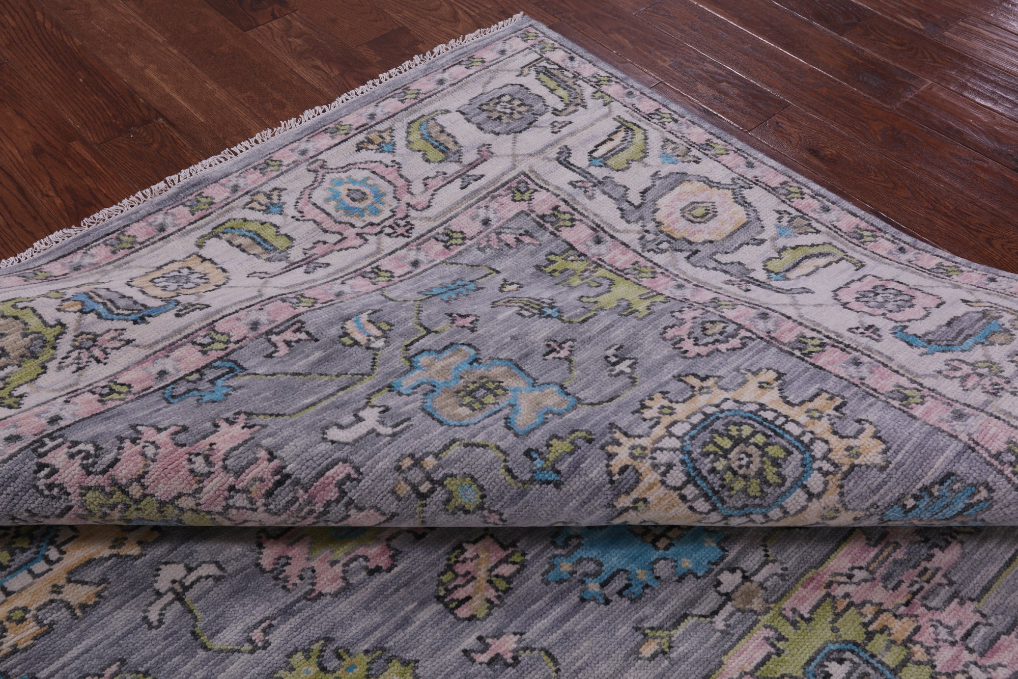 Grey Square Turkish Oushak Hand Knotted Wool Rug - 8' 0" X 8' 0" - Golden Nile