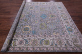 Grey Square Turkish Oushak Hand Knotted Wool Rug - 8' 0" X 8' 0" - Golden Nile