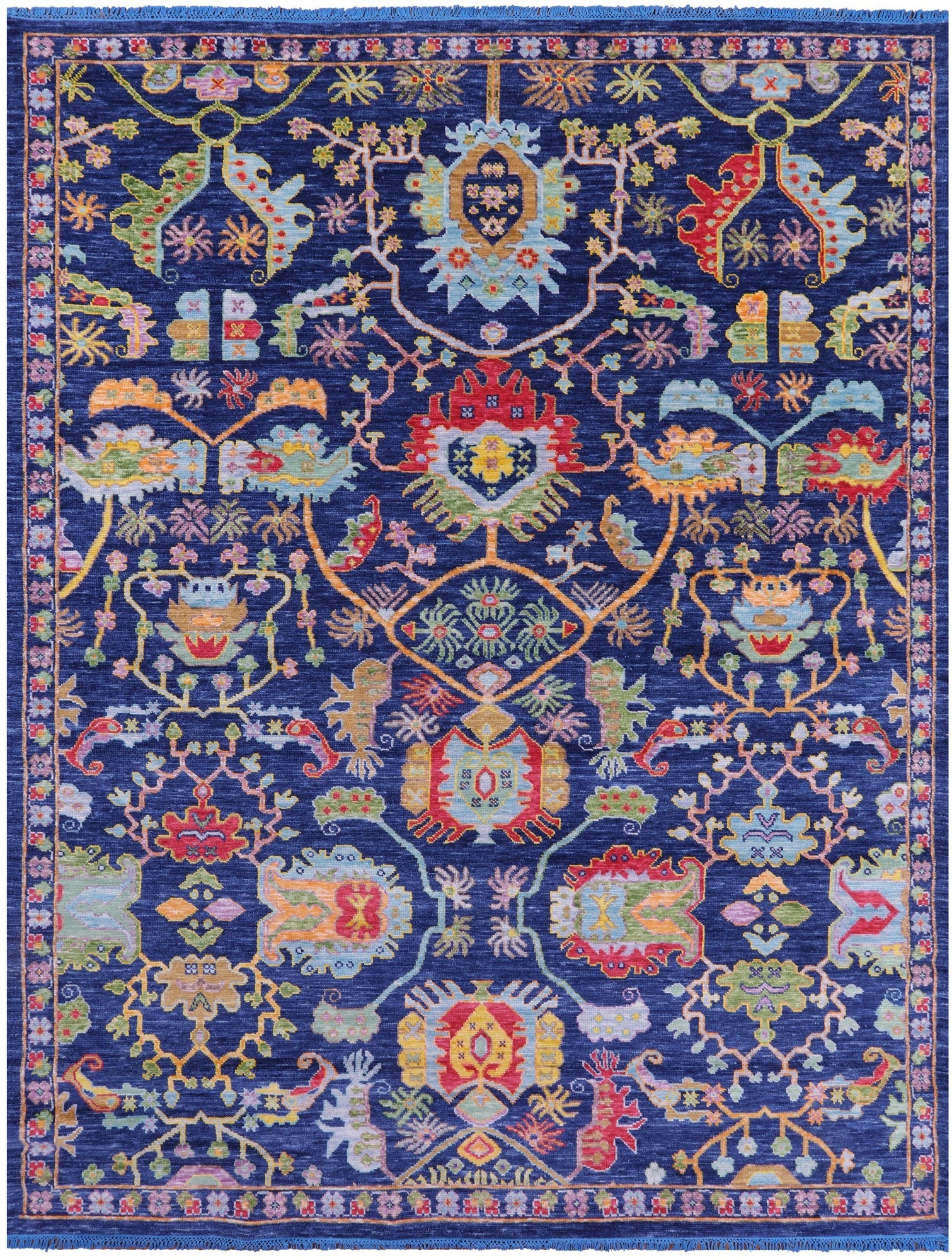 Blue Persian Fine Serapi Hand Knotted Wool Rug - 8' 10" X 11' 8" - Golden Nile