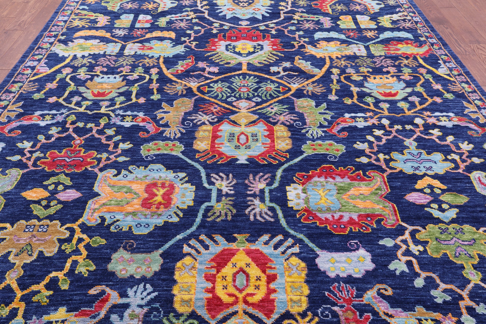 Blue Persian Fine Serapi Hand Knotted Wool Rug - 8' 10" X 11' 8" - Golden Nile