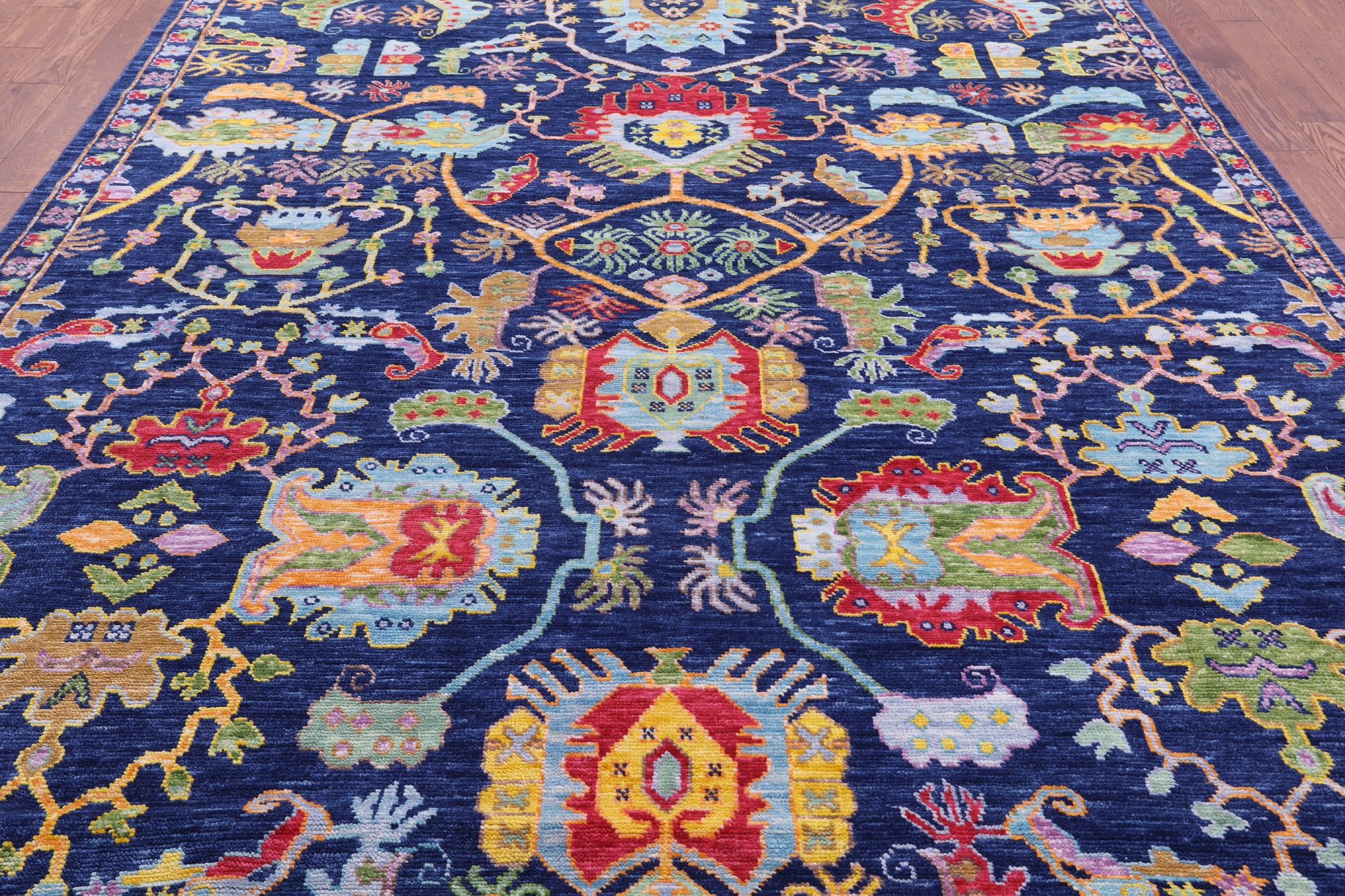 Blue Persian Fine Serapi Hand Knotted Wool Rug - 8' 10" X 11' 8" - Golden Nile