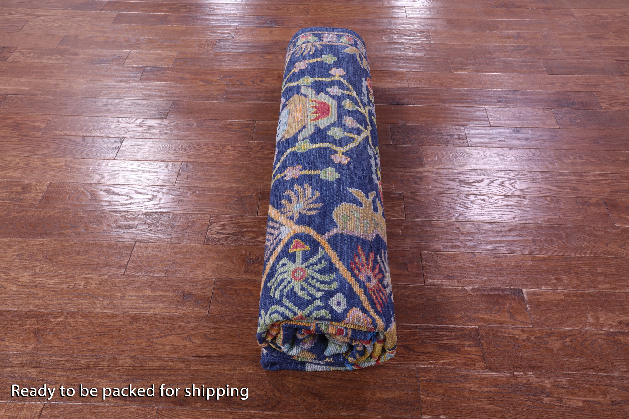 Blue Persian Fine Serapi Hand Knotted Wool Rug - 8' 10" X 11' 8" - Golden Nile