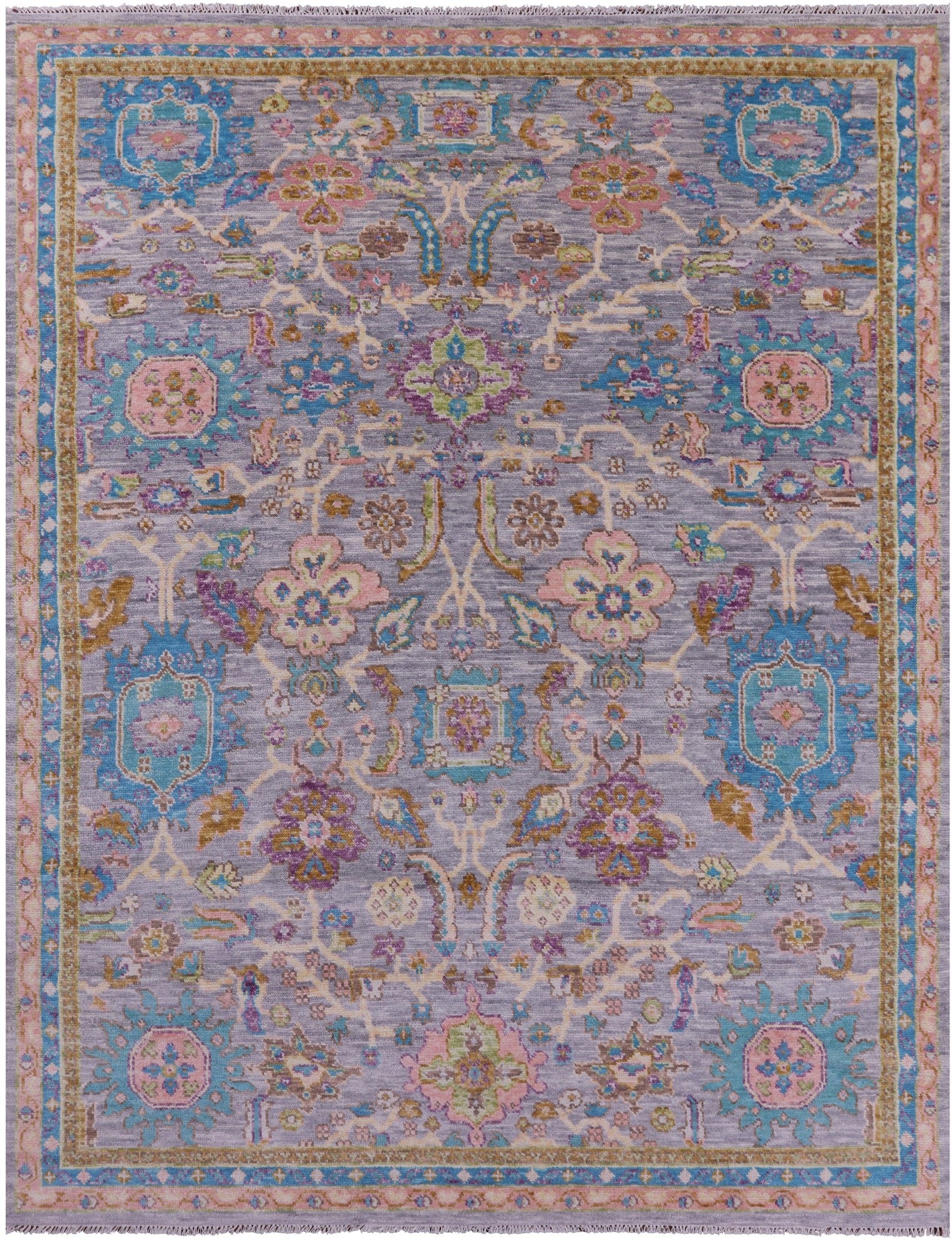 Grey Turkish Oushak Hand Knotted Wool Rug - 7' 11" X 10' 4" - Golden Nile