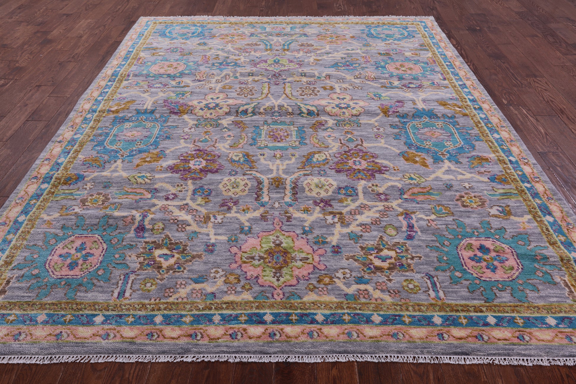 Grey Turkish Oushak Hand Knotted Wool Rug - 7' 11" X 10' 4" - Golden Nile