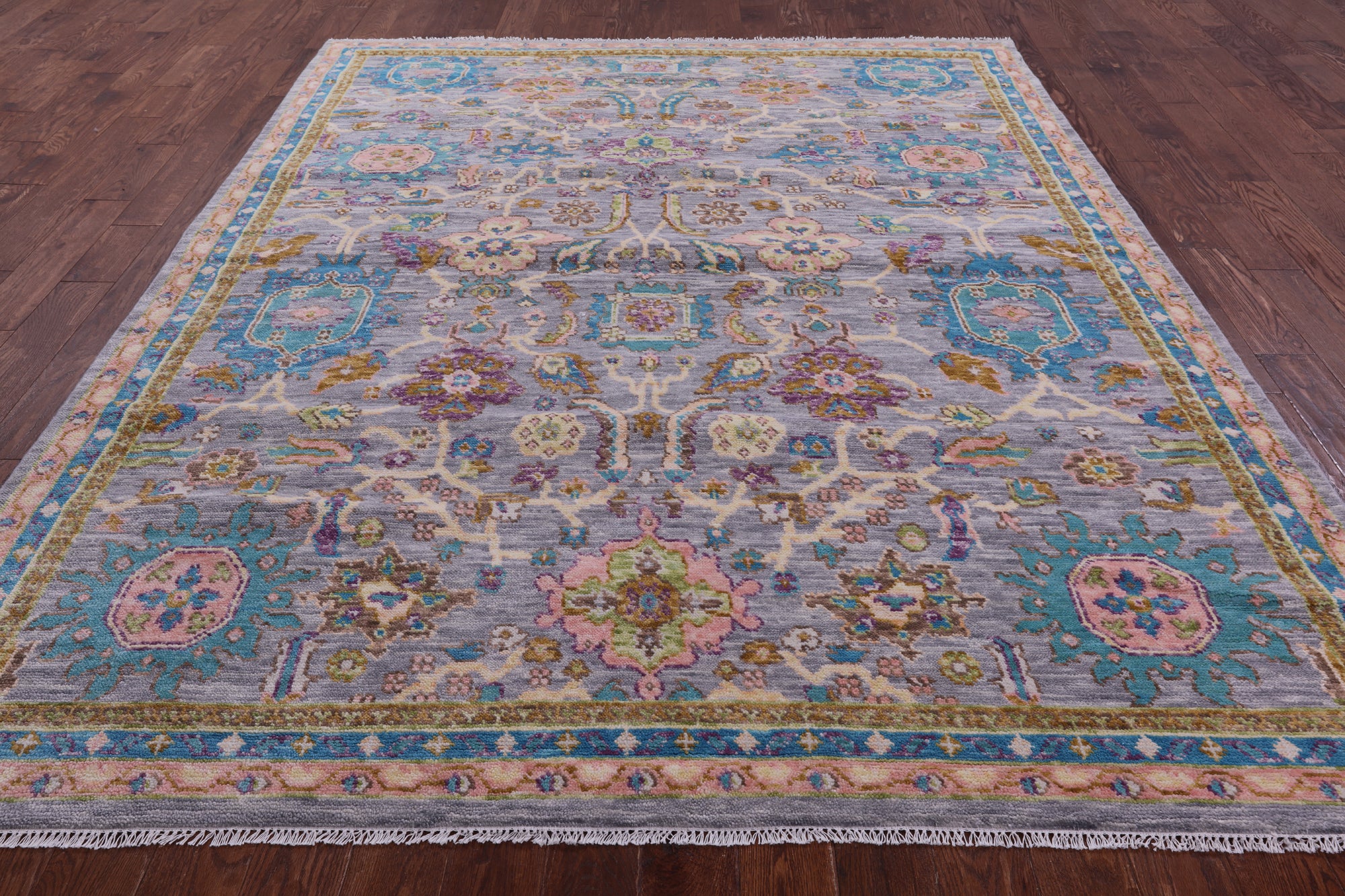 Grey Turkish Oushak Hand Knotted Wool Rug - 7' 11" X 10' 4" - Golden Nile