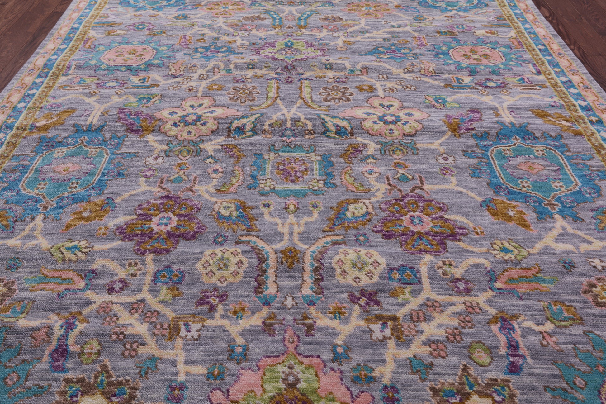 Grey Turkish Oushak Hand Knotted Wool Rug - 7' 11" X 10' 4" - Golden Nile