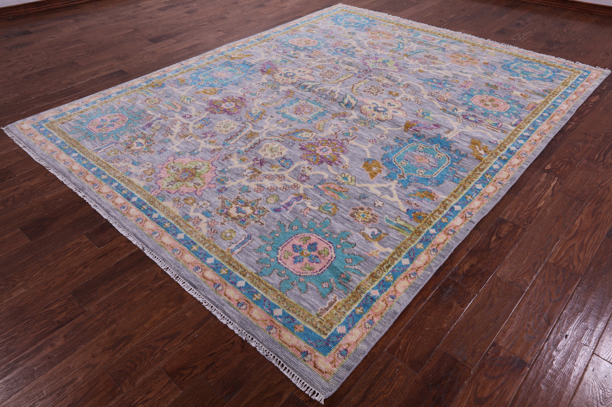 Grey Turkish Oushak Hand Knotted Wool Rug - 7' 11" X 10' 4" - Golden Nile