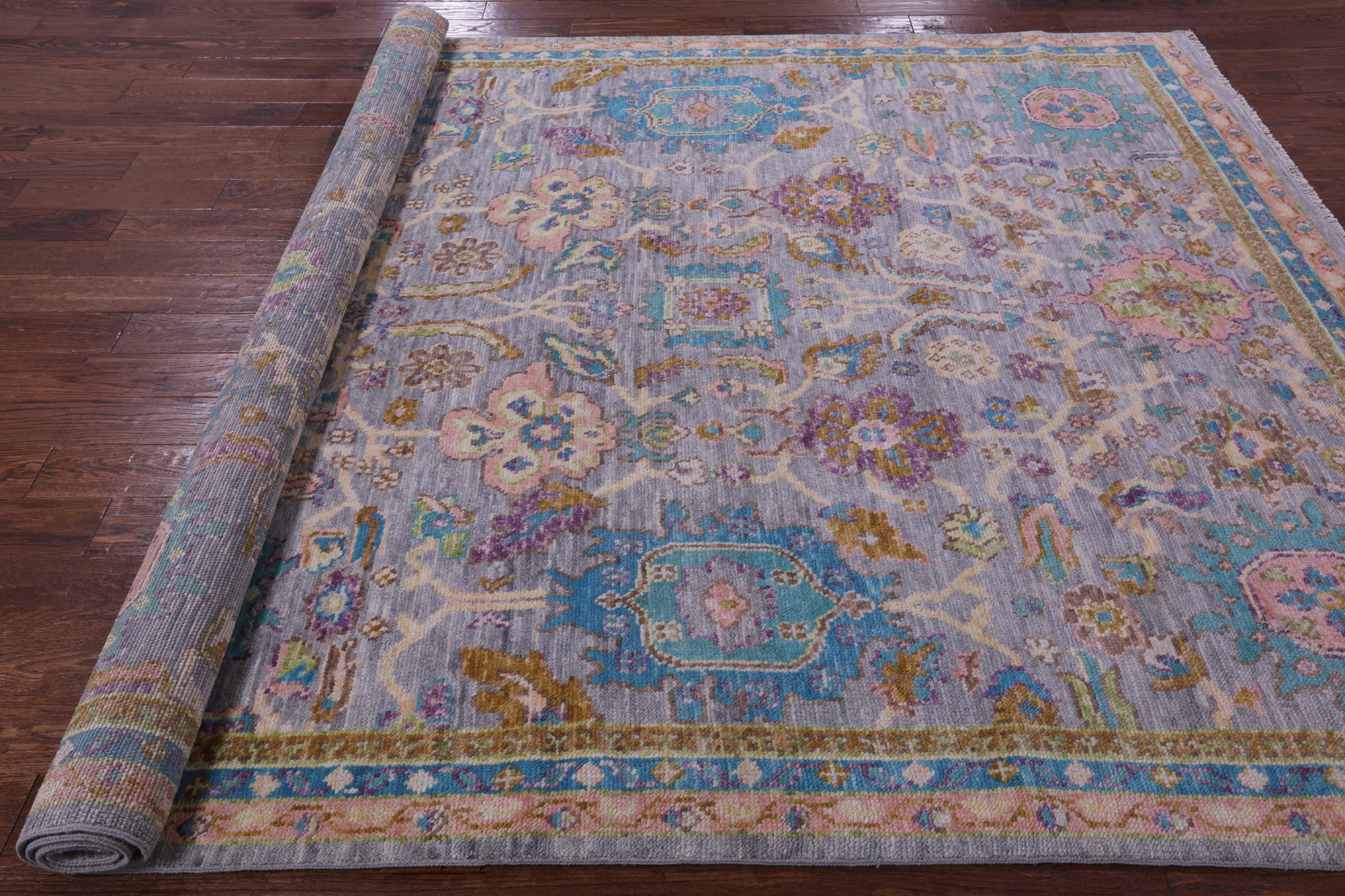 Grey Turkish Oushak Hand Knotted Wool Rug - 7' 11" X 10' 4" - Golden Nile