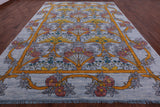Blue William Morris Hand Knotted Wool Rug - 10' 2" X 14' 0" - Golden Nile