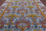 Blue William Morris Hand Knotted Wool Rug - 10' 2" X 14' 0" - Golden Nile