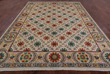 Ivory William Morris Hand Knotted Wool Area Rug - 9' 1" X 11' 10" - Golden Nile