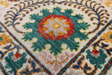 Ivory William Morris Hand Knotted Wool Area Rug - 9' 1" X 11' 10" - Golden Nile