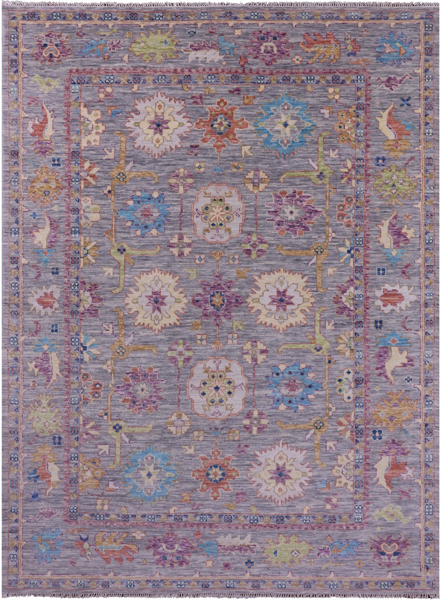 Grey Turkish Oushak Hand Knotted Wool Rug - 8' 11" X 12' 0" - Golden Nile