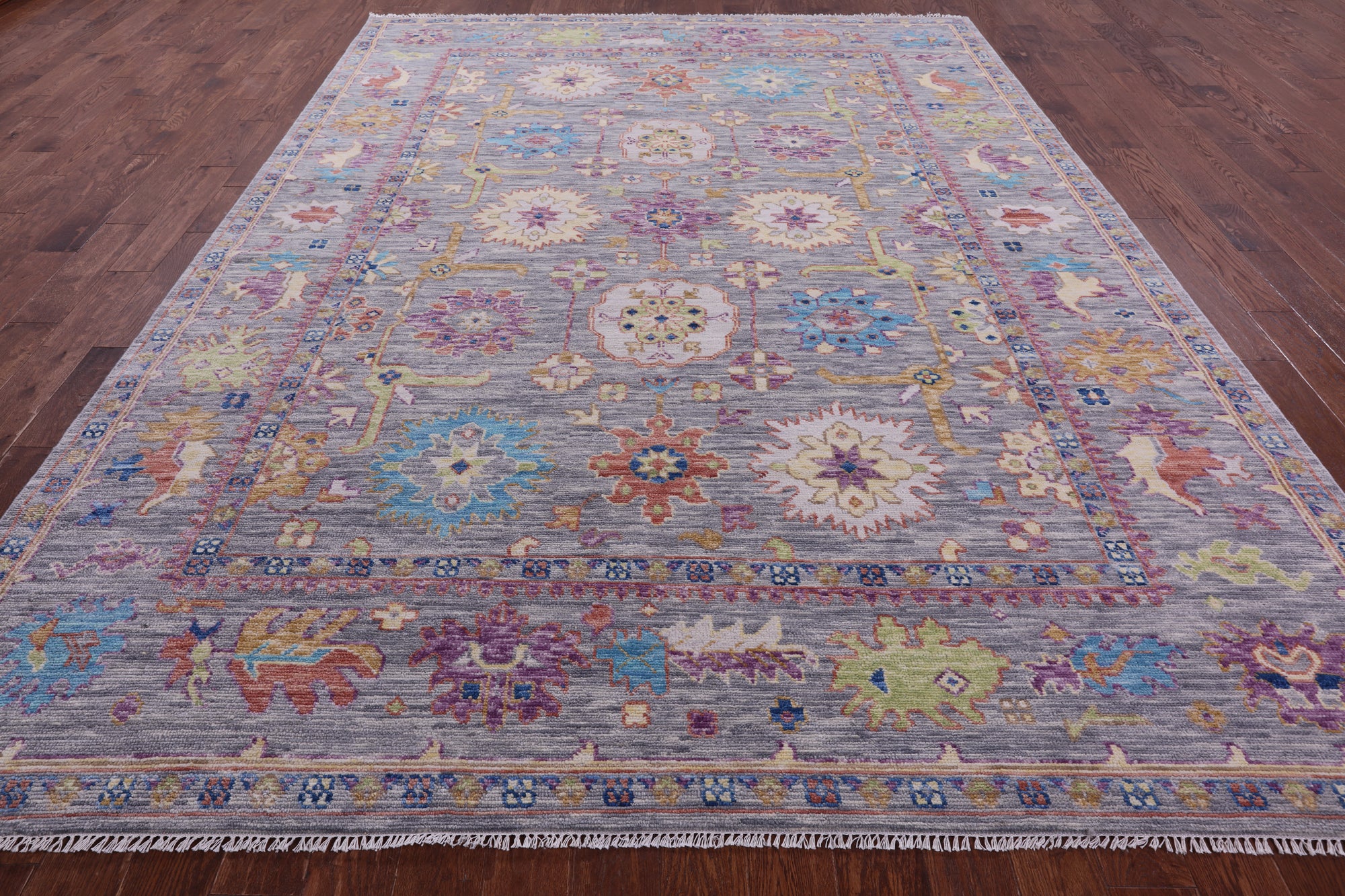 Grey Turkish Oushak Hand Knotted Wool Rug - 8' 11" X 12' 0" - Golden Nile