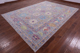 Grey Turkish Oushak Hand Knotted Wool Rug - 8' 11" X 12' 0" - Golden Nile