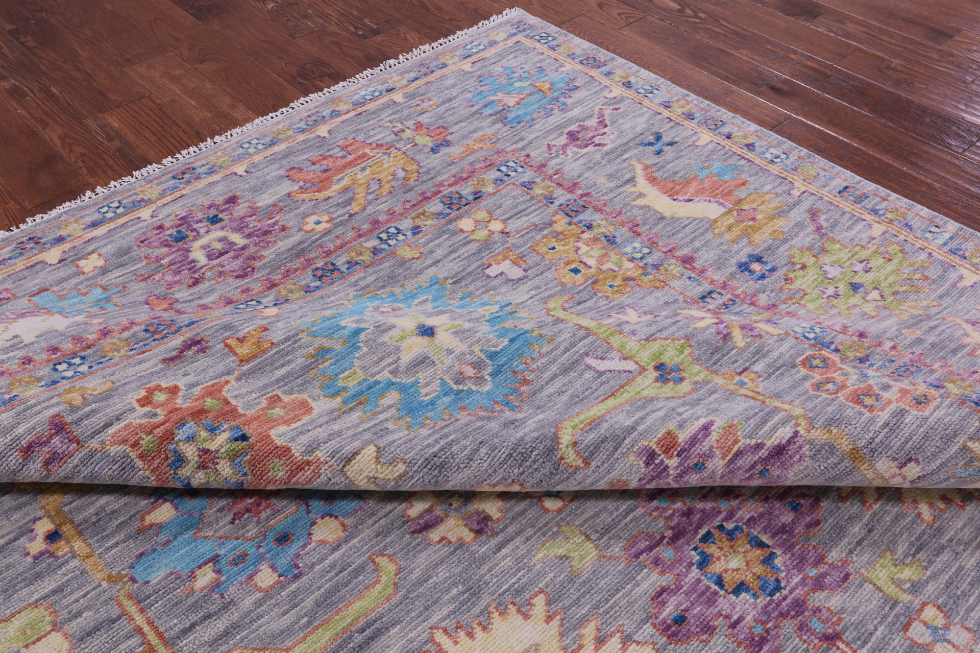 Grey Turkish Oushak Hand Knotted Wool Rug - 8' 11" X 12' 0" - Golden Nile
