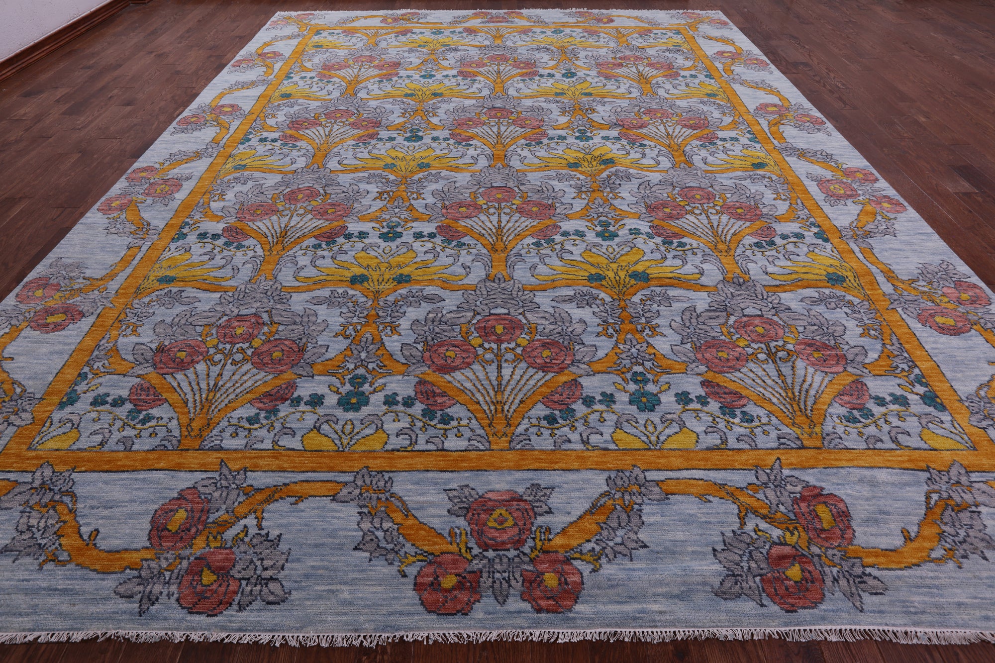William Morris Hand Knotted Wool Rug - 11' 11" X 15' 0" - Golden Nile