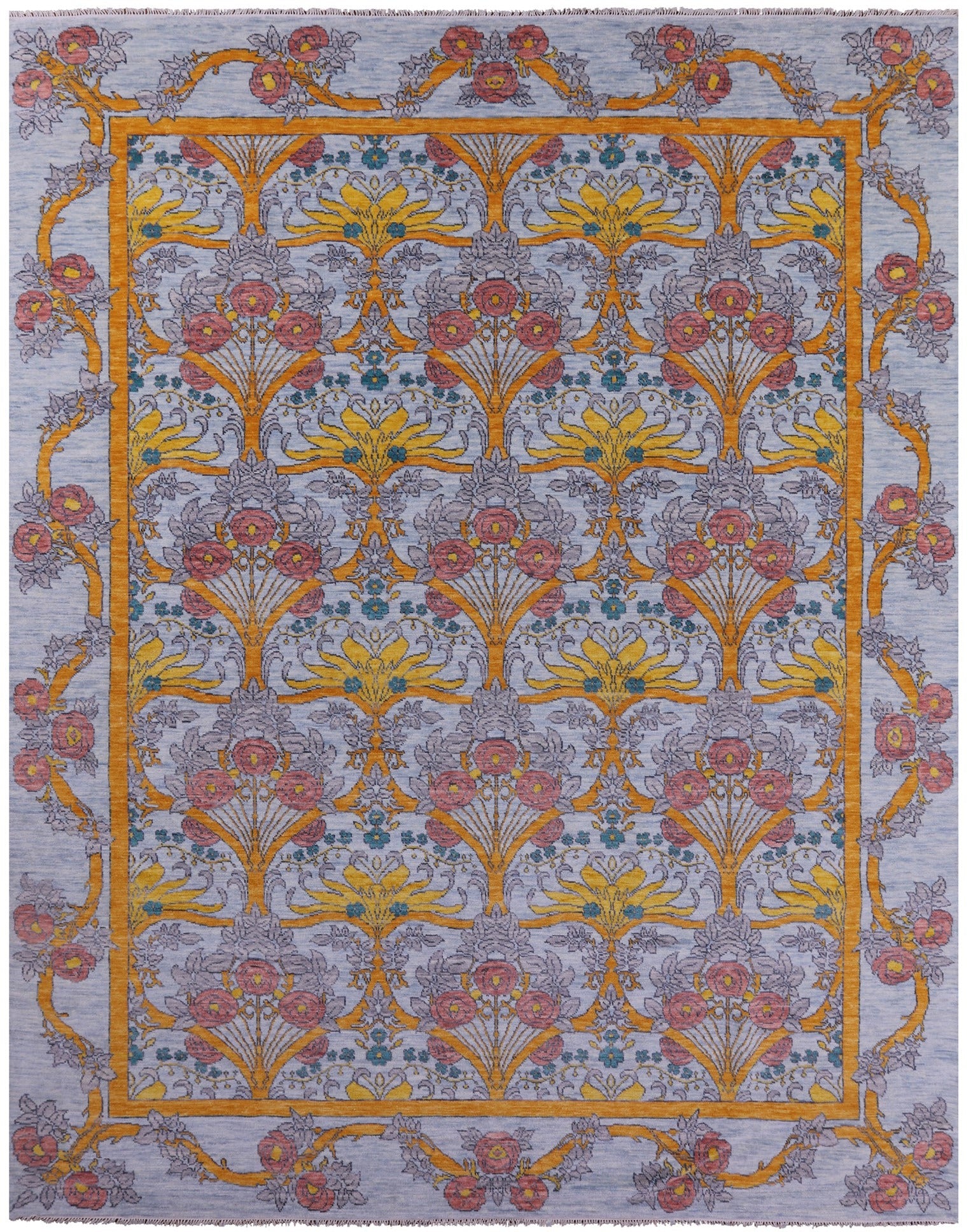 William Morris Hand Knotted Wool Rug - 11' 11" X 15' 0" - Golden Nile