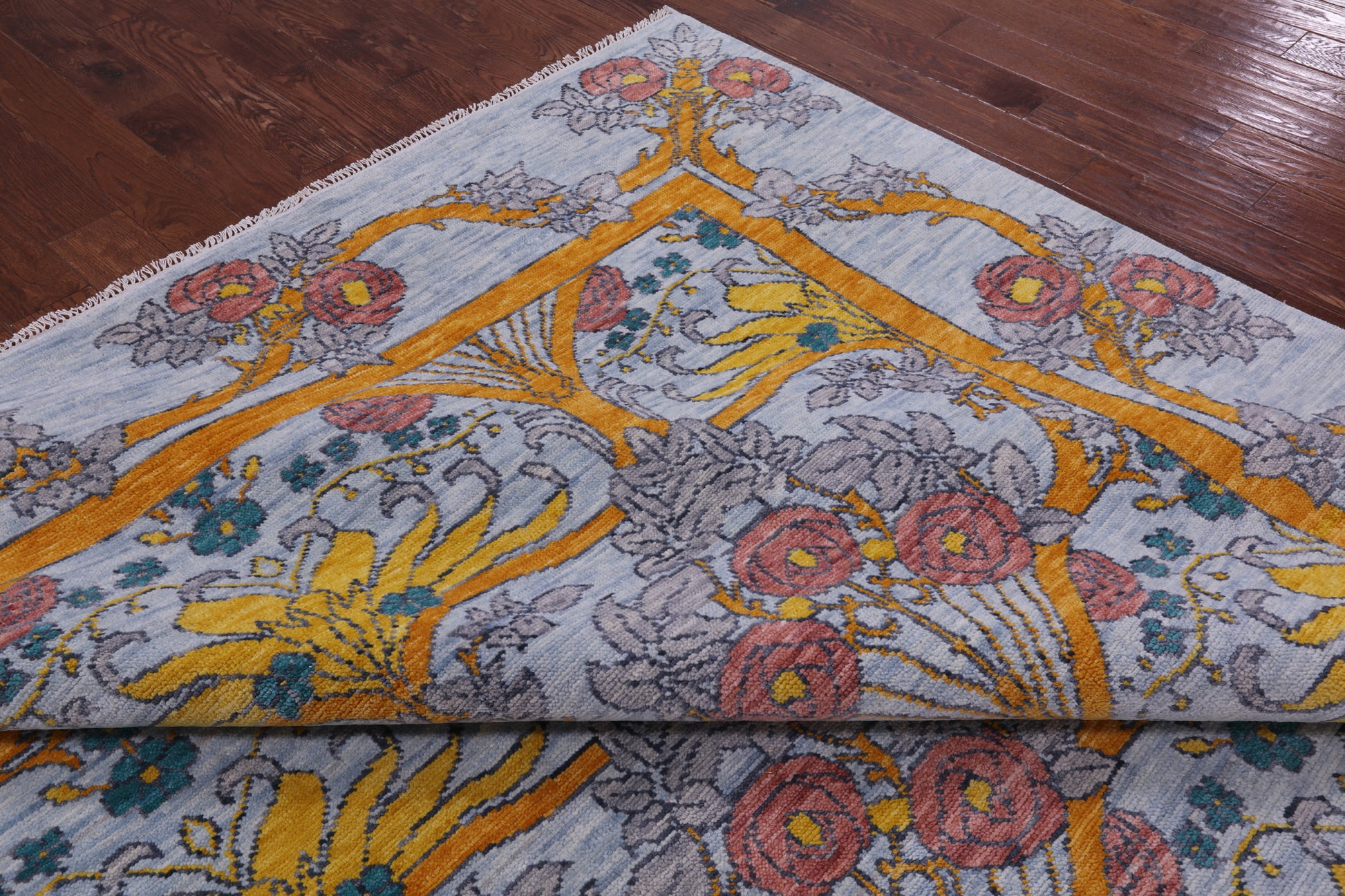 William Morris Hand Knotted Wool Rug - 11' 11" X 15' 0" - Golden Nile