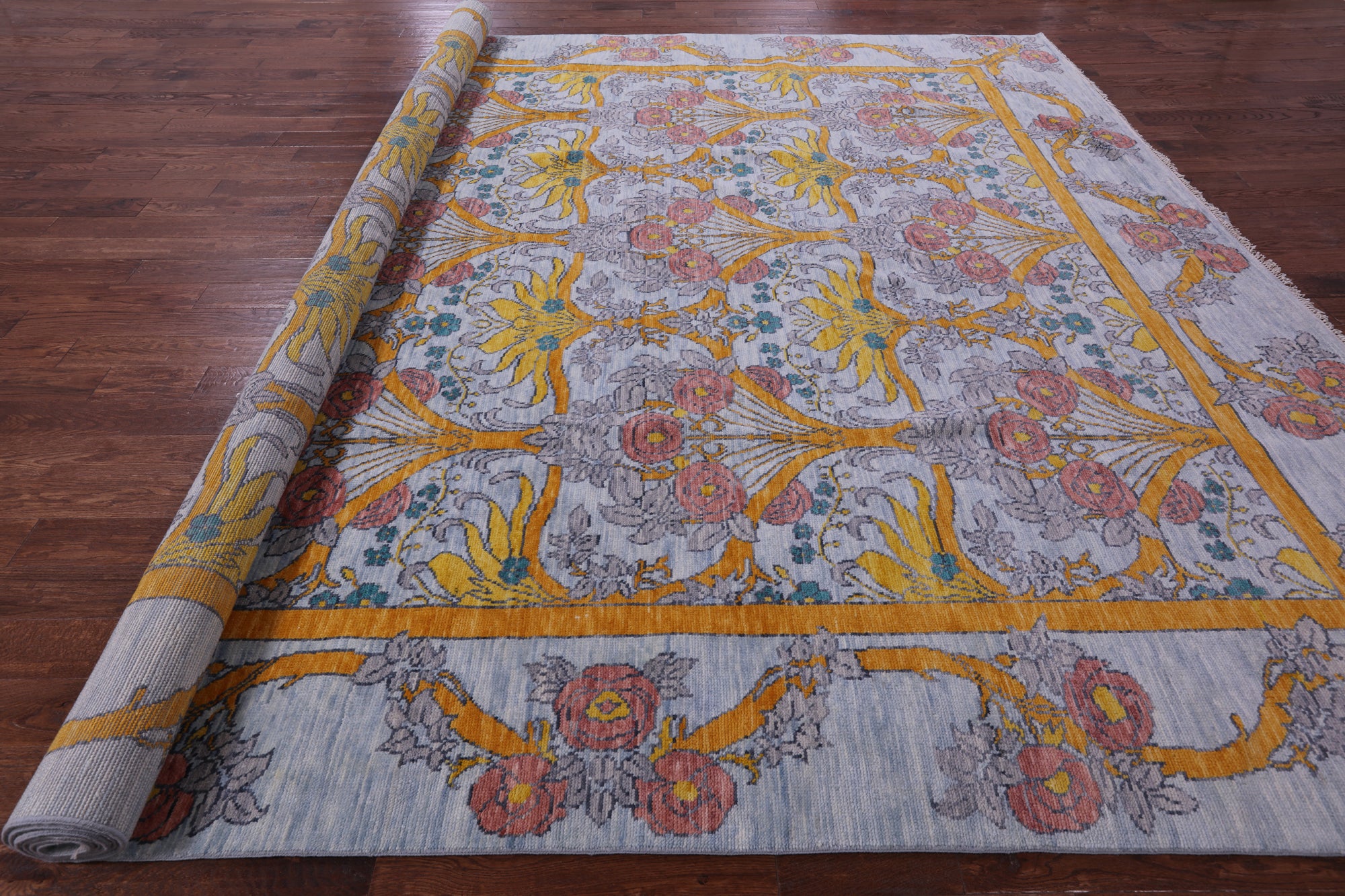 William Morris Hand Knotted Wool Rug - 11' 11" X 15' 0" - Golden Nile