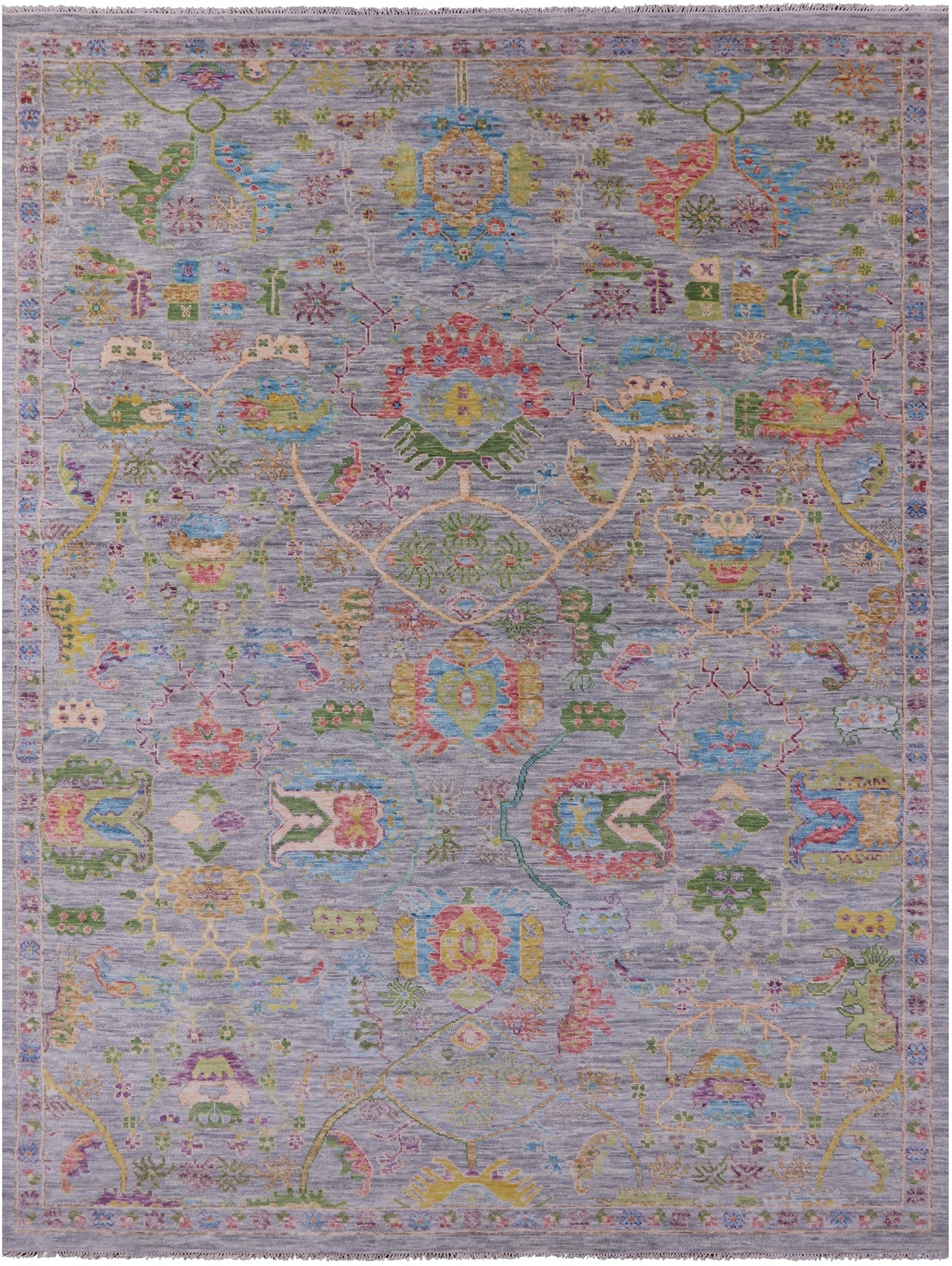 Grey Turkish Oushak Hand Knotted Wool Rug - 10' 3" X 14' 2" - Golden Nile
