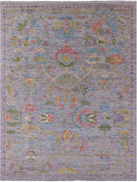 Grey Turkish Oushak Hand Knotted Wool Rug - 10' 3" X 14' 2" - Golden Nile