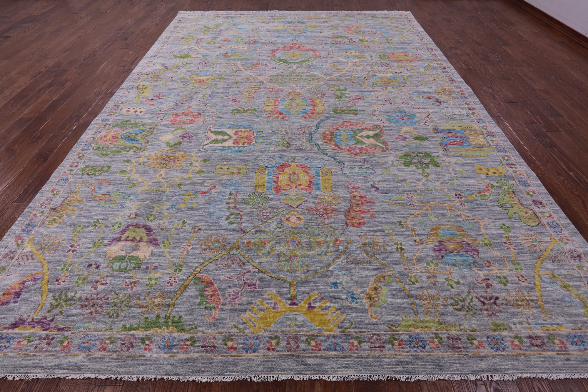 Grey Turkish Oushak Hand Knotted Wool Rug - 10' 3" X 14' 2" - Golden Nile
