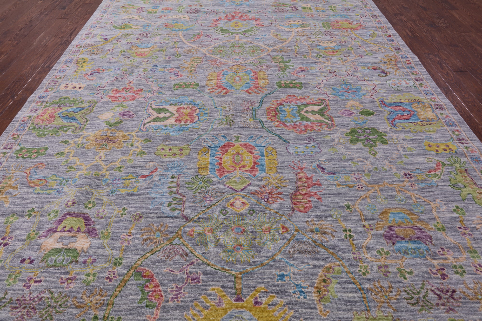 Grey Turkish Oushak Hand Knotted Wool Rug - 10' 3" X 14' 2" - Golden Nile